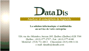 Carte d'affaires Data Dis